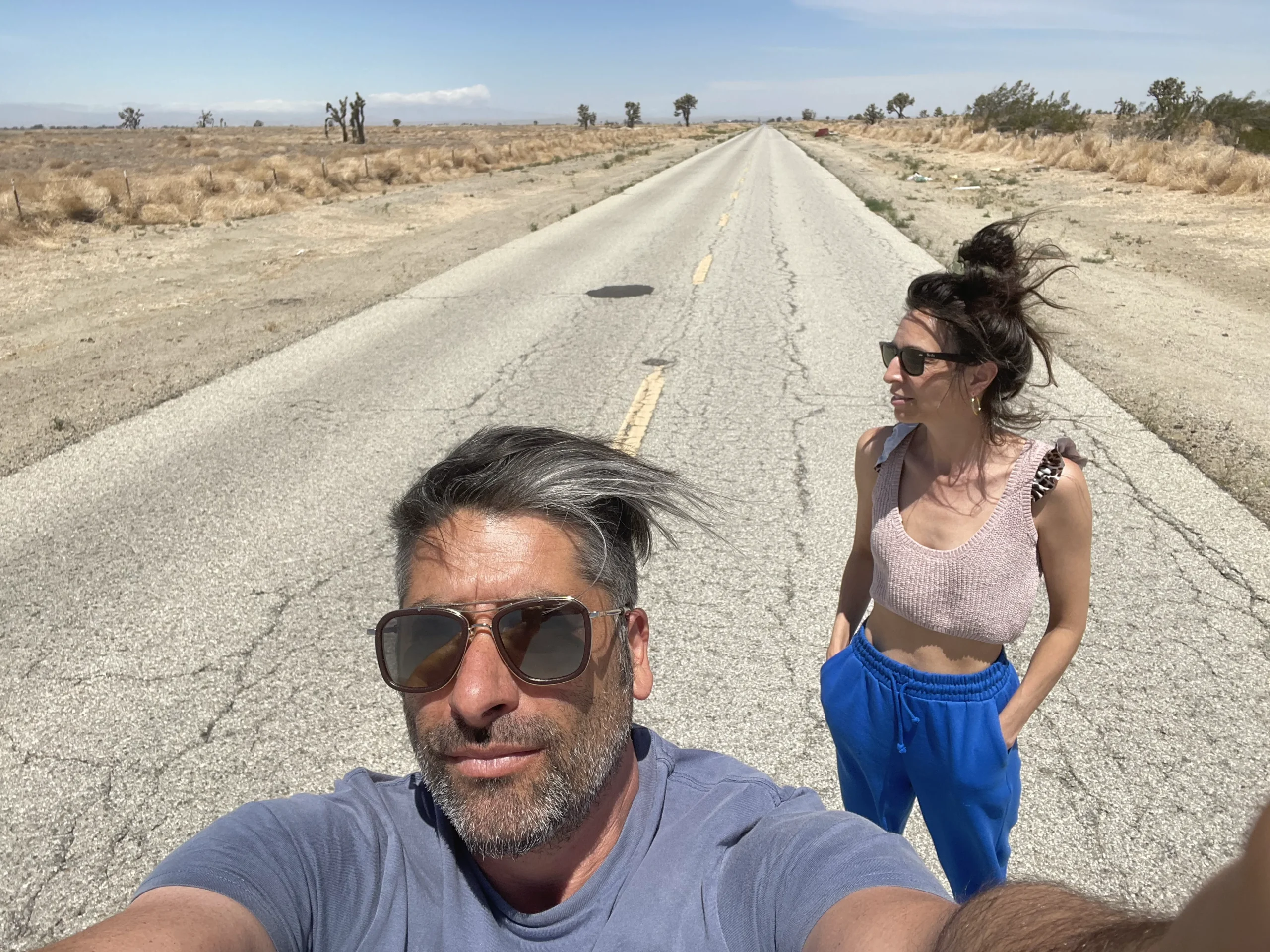 Lawrence Jacomelli and Victoria Taylor scouting locations